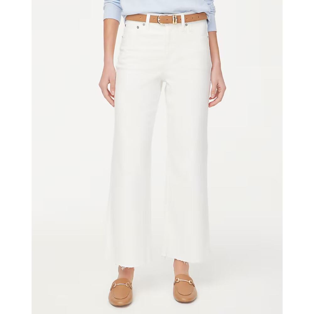 NWT J.Crew Wide Leg Crop Jean In All Day Stretch White Size 33